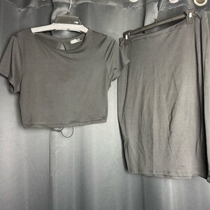 Black Crop Top and Skirt Set